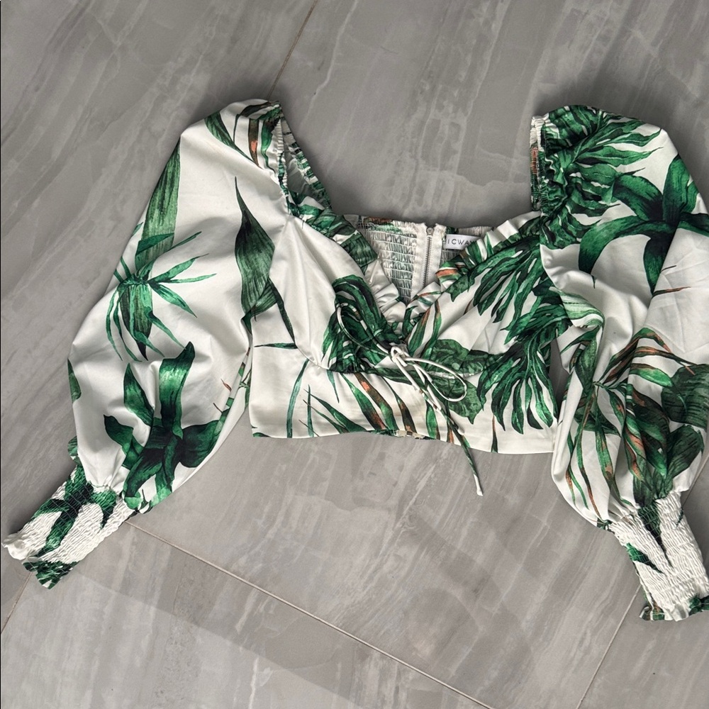 Chicwish Tropical Green Leaf Blouse